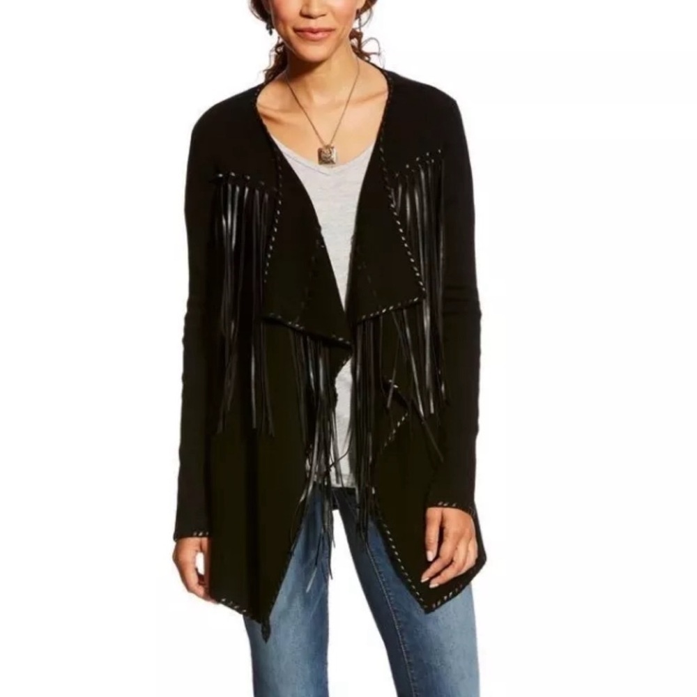 Ariat‎ Trenton Cardigan Open Front Waterfall Fringe Large